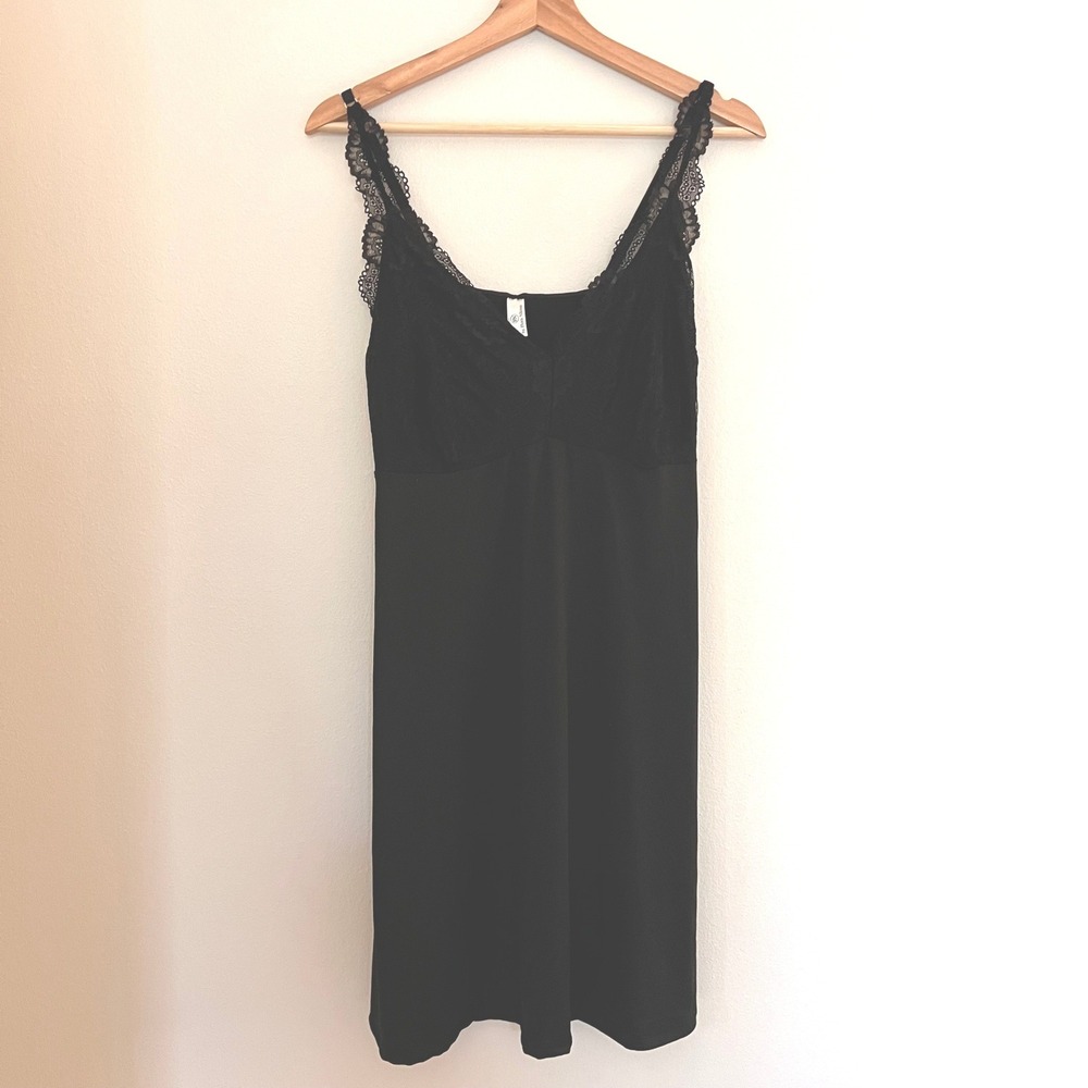 FN by Flora Nikrooz Black Lace‎ Bodice Chemise Nightgown Slip Dress Womens XL